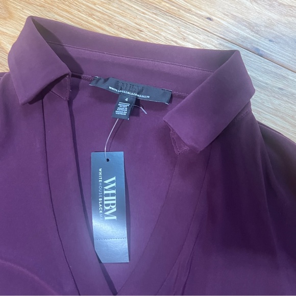 WHBM Long Sleeve Faux Wrap Midi Dress Cabernet - Picture 7 of 8